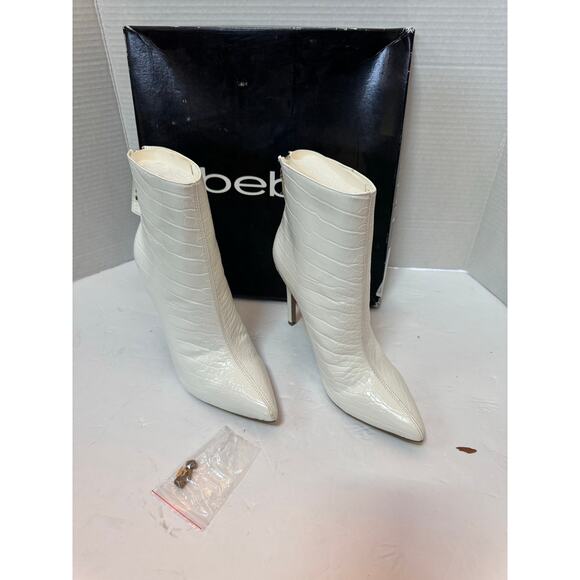 Bebe women's Dasha Stiletto Booties WHITE CROC FAUX   7.5m - Picture 10 of 10
